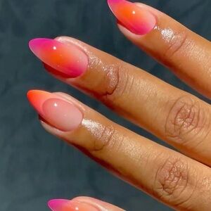 Gradient Pink and Orange press on nails